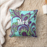 Coussin Peacock Paisley violet et vert Choisir les couleur<br><div class="desc">Aqua Turquoise Turquoise bleu et vert Vintage Peacock Paisley Mariage Coussin d'anniversaire. Rétro Anglais Cottagecore Aesthétique Mariage Anniversaire Décor Mme Coussin Turquoise violet et vert. Comme c'est mignon et romantique ! Cadeaux du 2e anniversaire du Mariage turquoise. Beau Aqua Turquoise Boho Bohemian 2ème Mariage Coussin Anniversaire. Vous pouvez Personnaliser ce...</div>