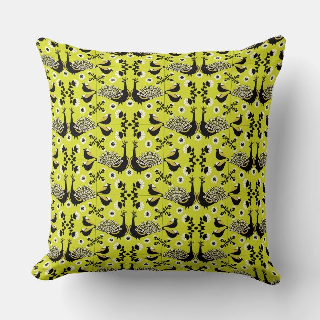 Coussin Peacock Paon Bird Fold Art (Recto)