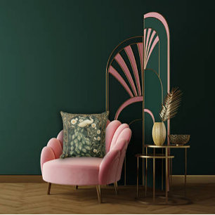 Coussin Peacock romantique et marguerite Art nouveau