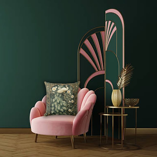 Coussin Peacock romantique et marguerite Art nouveau (Créateur téléchargé)