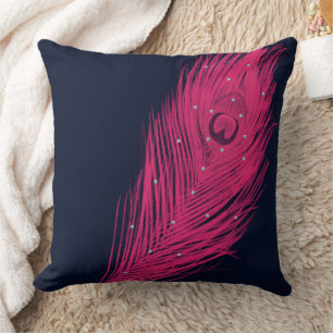 Coussin Peacock rose Marine Presque Noir