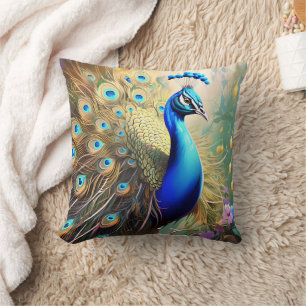 Coussin Peacock Vibrant Afficher Son Plumage Plumé