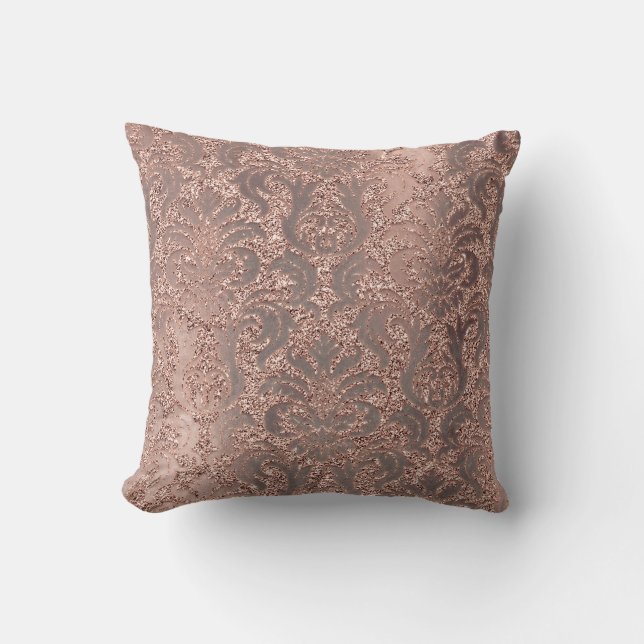 Coussin Pearly Ivor Damask Rose Rose or Parties scintillan (Recto)