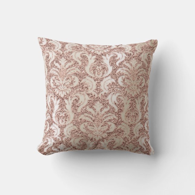 Coussin Pearly Ivy Damask Rose Rose Gold Parties scintilla (Recto)