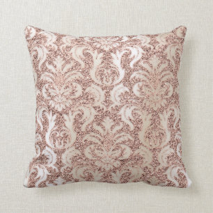 Coussin Pearly Ivy Damask Rose Rose Gold Parties scintilla