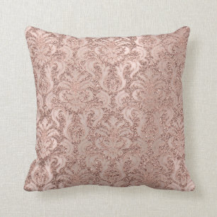 Coussin Pearly Metal Damask Rose Rose Parties scintillant
