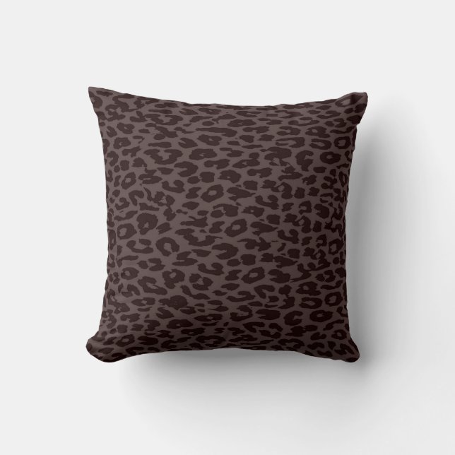 Coussin Peau à motif léopard | Marron foncé Rétro (Recto)