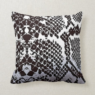 Coussin Peau blanche noire contemporaine de python de
