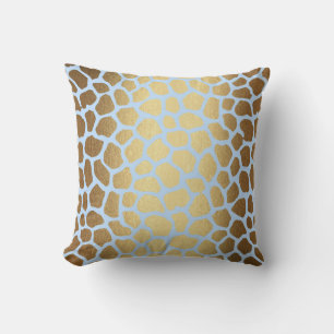 Coussin Peau bleue d'or contemporaine de safari de girafe