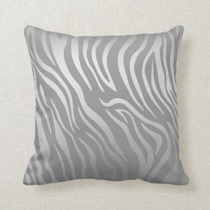 Coussin Peau d'animal contemporaine de zèbre de gris
