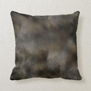 Coussin Peau d'animal grise et Brown de cheveux de