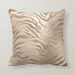 Coussin Peau d'animal rose de zèbre d'or de sépia
