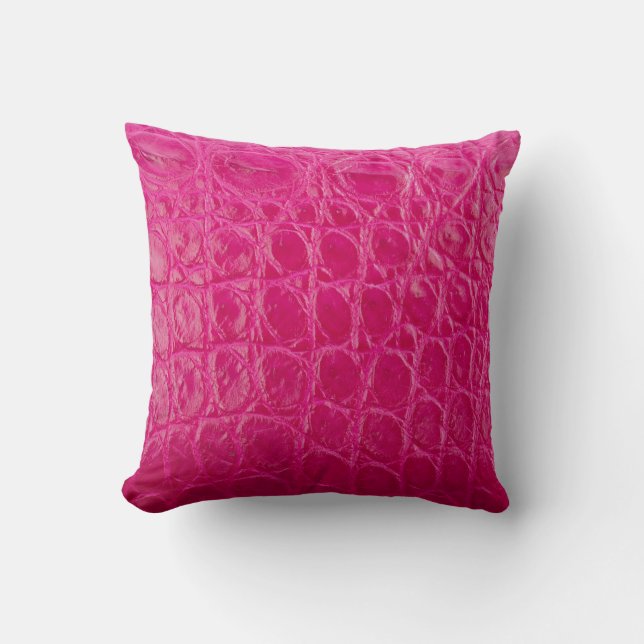 Coussin Peau de crocodile rose, texture cuir (Recto)