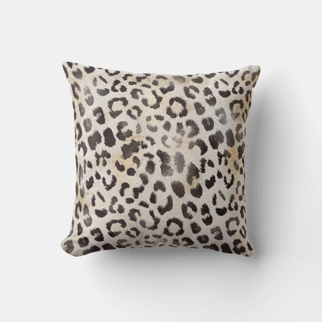 Coussin Peau de léopard sur ivoire mandarine (Recto)