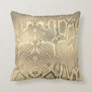 Coussin Peau de serpent animale de python d'or fascinant