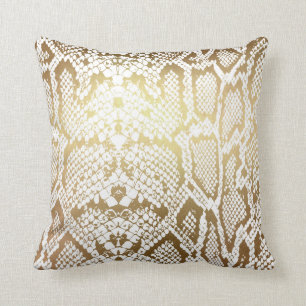 Coussin Peau de serpent blanche d'or contemporaine de