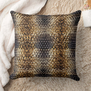 Coussin Peau de serpent noir Brown or