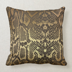 Coussin Peau de serpent noir doré contemporain