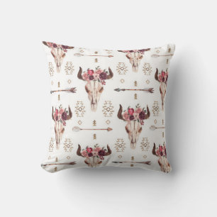 Coussin Peau de taureau natif et flèches patte sans soudur