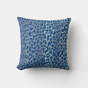 Coussin Peau Empreinte de léopard bleu foncé