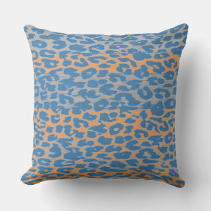 Coussin Peau Empreinte de léopard bleu orange rétro