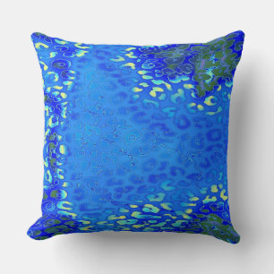 Coussin Peau Empreinte de léopard bleue rétro #2