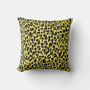 Coussin Peau Empreinte de léopard (noir, jaune)
