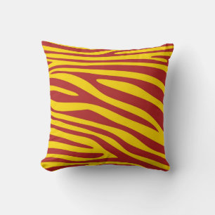 Coussin Peau jaune et rouge de poster de animal de zèbre