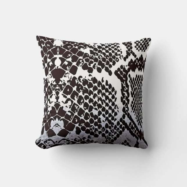 Coussin Peau Python blanc noir contemporain (Recto)