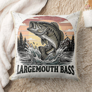 Coussin Pêche à la basse rétro