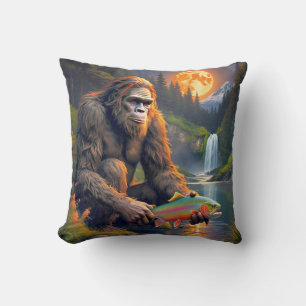 Coussin Pêche à la truite de Bigfoot au clair de lune