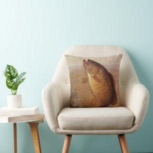 Coussin Pêche à l'ancienne, Achigan à petite bouche bondis