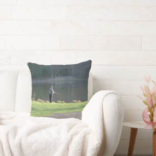 Coussin Pêche à l'étang un jour de farniente