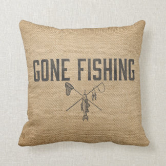 Coussin Pêche allée par cru de toile de jute