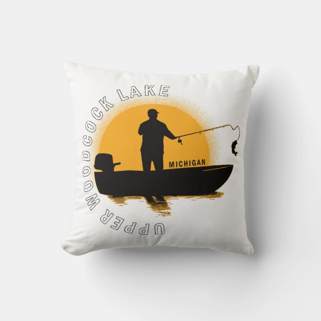 Coussin Pêche au lac Michigan (Recto)