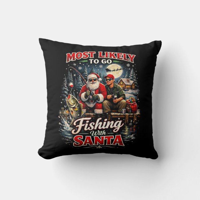 Coussin Pêche avec le Père Noël (Recto)