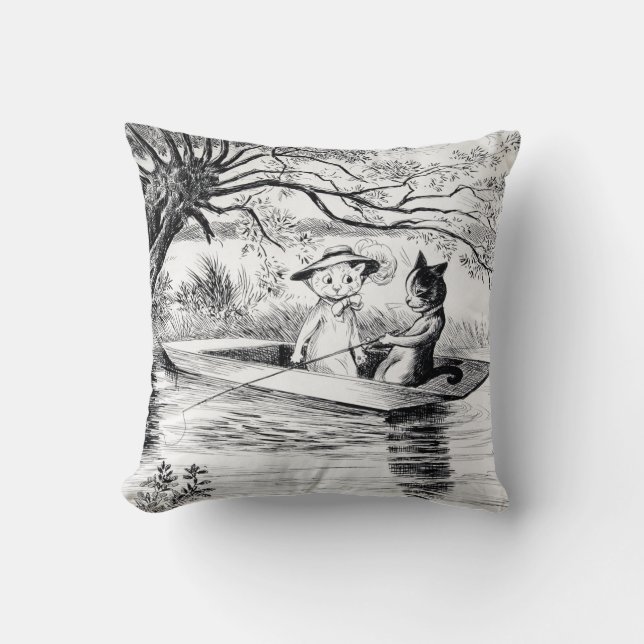 Coussin Pêche avec Lover, Louis Wain (Recto)