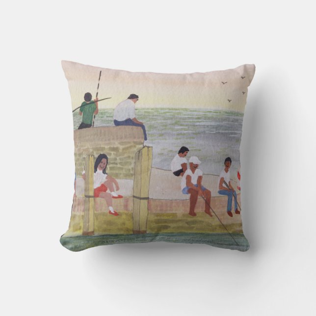Coussin Pêche crépusculaire 1988 (Recto)