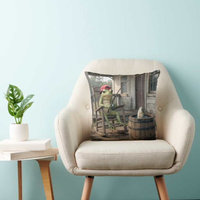 Coussin Pêche de grenouille dans un tonneau de whisky (Chaise)