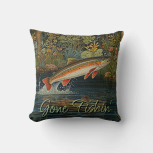 Coussin Pêche de poisson rustique pêche à la mouche