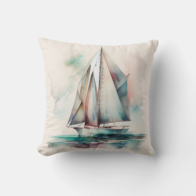 Coussin Pêche et bateau à voile noir Flore Jeu d'oreiller (Recto)