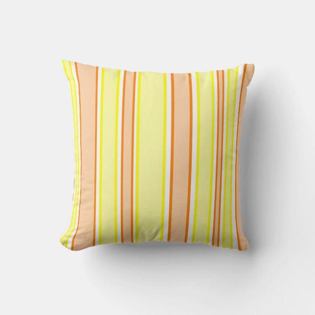 Coussin Pêche et rayures jaunes (Recto)