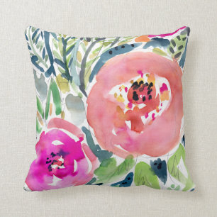 Coussin Pêche Florale / Gitan Boho Aquarelle Jeter Oreille