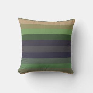 Coussin pêche, kaki brun, pistache, rayures vert mousse