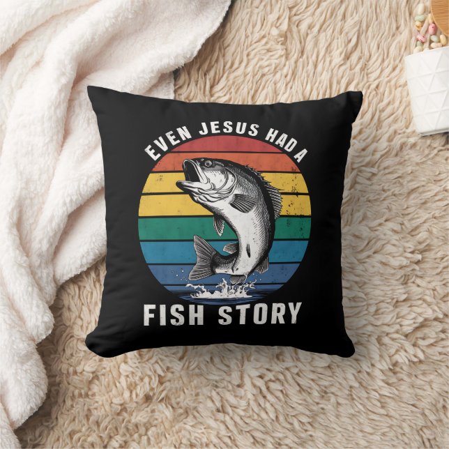 Coussin Pêche Même Jésus avait une histoire de poisson Bas (Couverture)