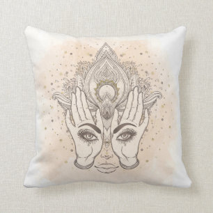 Coussin Pêche & Or Boho Lotus Flower Beauté