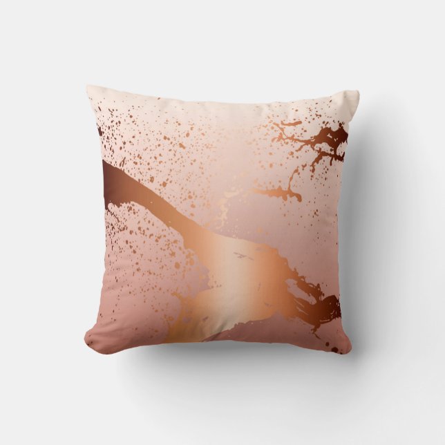 Coussin Pêche rose grunge d'or de l'éclaboussure | de (Recto)
