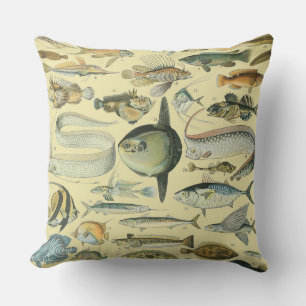 Coussin Pêche scientifique vintage