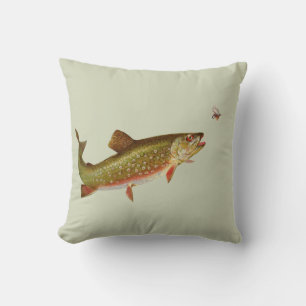 Coussin Pêche vintage à la truite arc-en-ciel