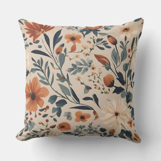 Coussin Pêcher Brûlé Orange Marine Dusty Bleu Floral